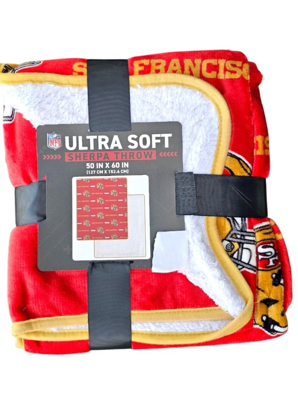 San Francisco 49ers Sherpa Throw Blanket Ultra Supersoft 60"x50" 100% Poly New